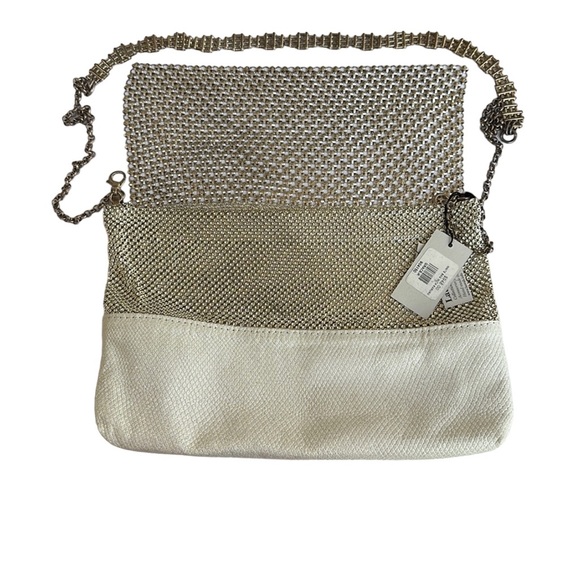 LAURA B. Silver color mesh and white leather handbag, NWT - Picture 7 of 10